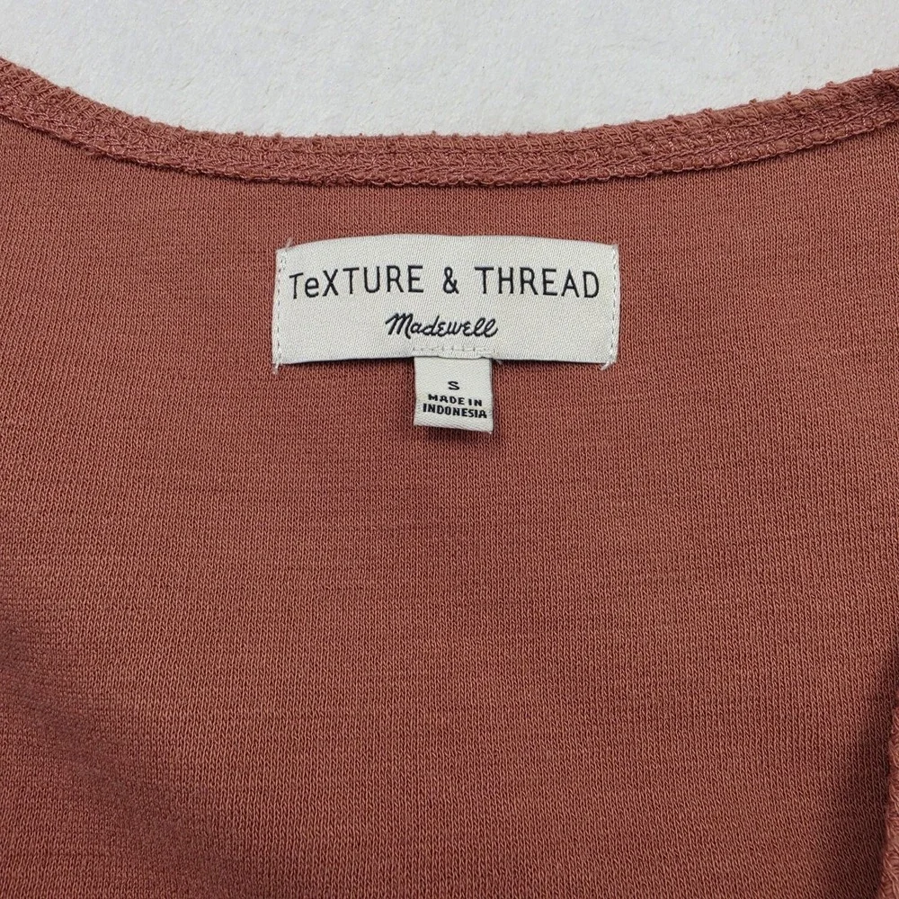 Madewell Texture & Thread Wrap Top Womens Small Rust Short Sleeve Tie Side